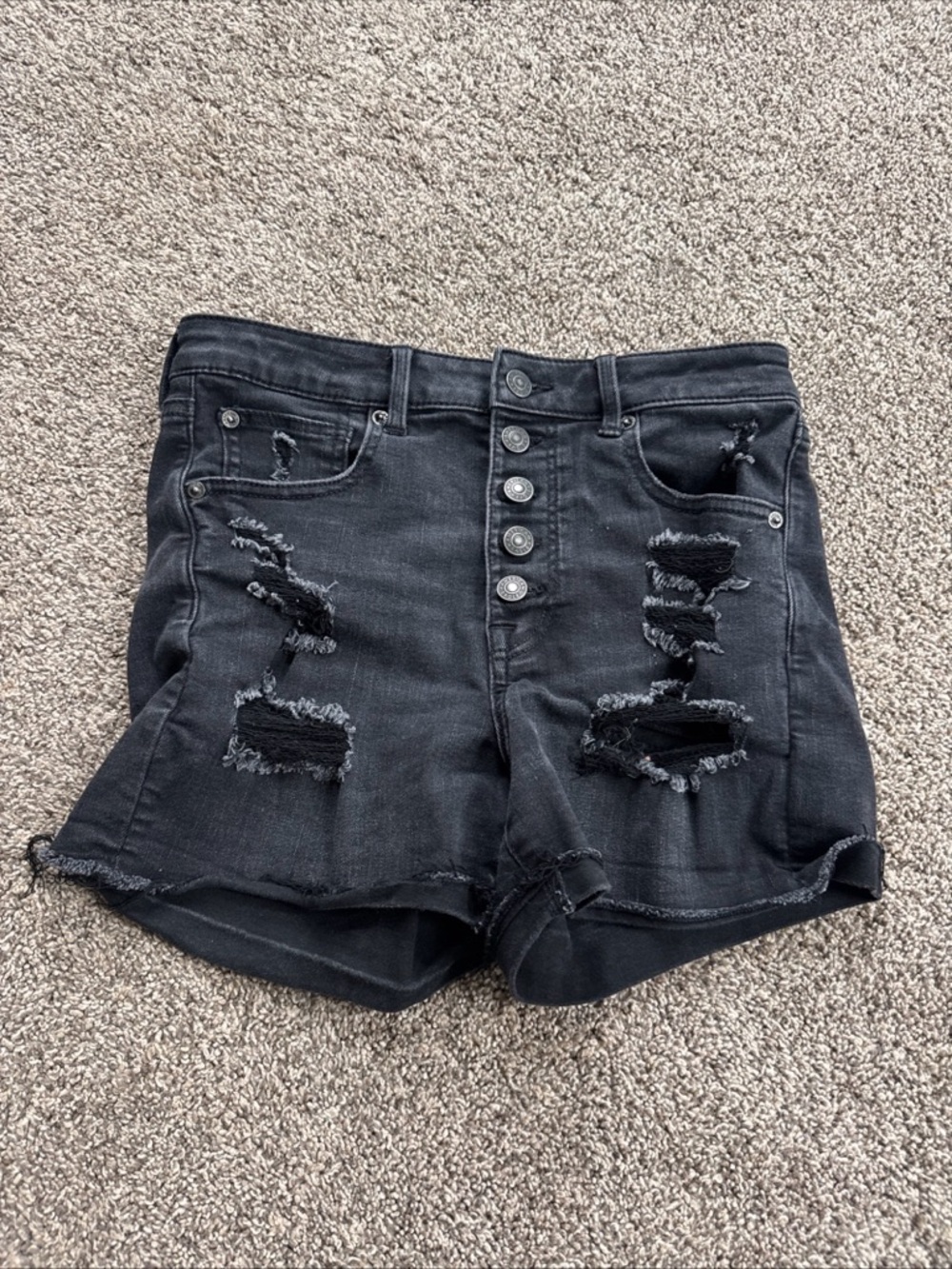 American Eagle Outfitters Women’s 6 Super Hi Rise Shortie Black Denim Jean